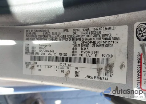 2015 Ford Fiesta Se from USA, damaged, VIN 3FADP4EJ0FM127137